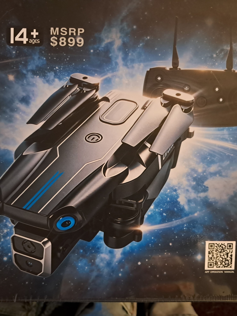 Black & Blue Foldable Drone with Remote Controller